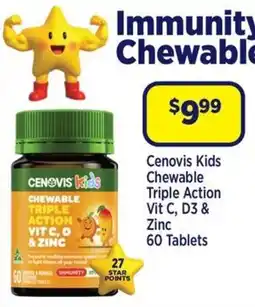 Star Discount Chemist Cenovis Kids Chewable Triple Action Vit C, D3 & Zinc offer