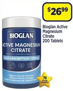 Star Discount Chemist Bioglan Active Magnesium Citrate 200 Tablets offer