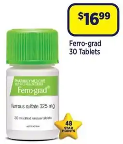 Star Discount Chemist Ferro-grad 30 Tablets offer