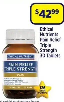 Star Discount Chemist Ethical Nutrients Pain Relief Triple Strength 30 Tablets offer