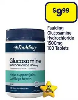 Star Discount Chemist Faulding Glucosamine Hydrochloride 1500mg 100 Tablets offer