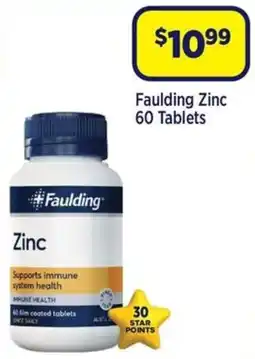 Star Discount Chemist Faulding Zinc 60 Tablets offer