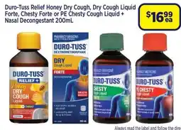 Star Discount Chemist Duro-Tuss Relief Honey Dry Cough, Dry Cough Liquid Forte, Chesty Forte or PE Chesty Cough Liquid + Nasal Decongestant offer