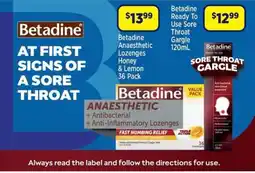 Star Discount Chemist Betadine Anaesthetic Lozenges Honey & Lemon 36 Pack offer