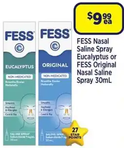 Star Discount Chemist FESS Nasal Nasal Saline Eucalyptus or ORIGINAL FESS Original Nasal Saline Spray offer