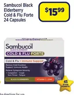Star Discount Chemist Sambucol Black Elderberry Cold & Flu Forte 24 Capsules offer