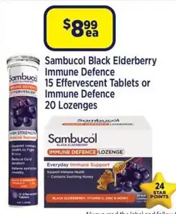 Star Discount Chemist Sambucol Black Elderberry Immune Defence 15 Effervescent Tablets or Immune Defence 20 Lozenges offer