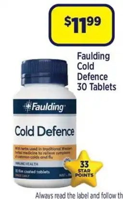 Star Discount Chemist Faulding Cold Defence 30 Tablets offer