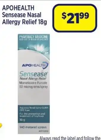 Star Discount Chemist APOHEALTH Sensease Nasal Allergy Relief offer