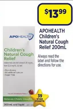 Star Discount Chemist APOHEALTH Children's Natural Cough Relief offer