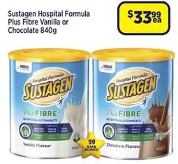 Star Discount Chemist Sustagen Hospital Formula Plus Fibre Vanilla or Chocolate offer