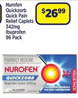 Star Discount Chemist Nurofen Quickzorb Quick Pain Relief CapletsIbuprofen 96 Pack offer