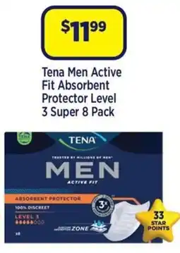 Star Discount Chemist Tena Men Active Fit Absorbent Protector Level 3 Super offer