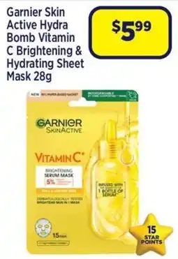 Star Discount Chemist Garnier Skin Active Hydra Bomb Vitamin C Brightening & Hydrating Sheet Mask offer