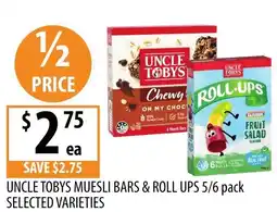 Supabarn Uncle tobys muesli bars & roll ups offer