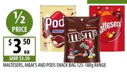 Supabarn Maltesers m&ms and pods snack bag range offer
