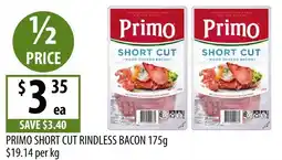 Supabarn Primo short cut rindless bacon offer