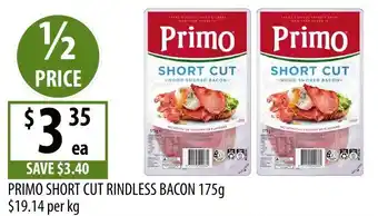 Supabarn Primo short cut rindless bacon offer