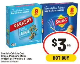 IGA Smith's Crinkle Cut Chips, Parker's Minis Pretzel or Twisties offer