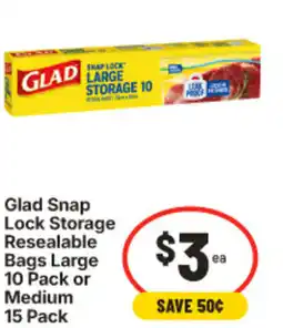 IGA Glad Snap Lock Storage Resealable Bags offer