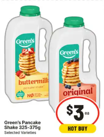 IGA Green's Pancake Shake offer