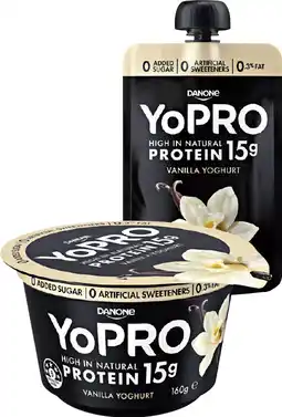 IGA Danone YoPRO Protein Yoghurt Pouch 150g or Pot 160g Selected Varieties offer