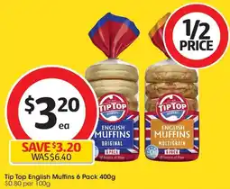 Coles Tip Top English Muffins offer