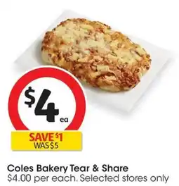 Coles Coles Bakery Tear & Share offer