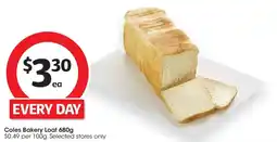 Coles Coles Bakery Loaf offer