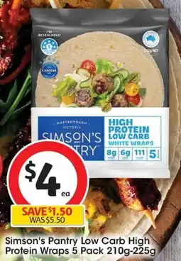 Coles Simsons Pantry Low Carb High Protein Wraps offer