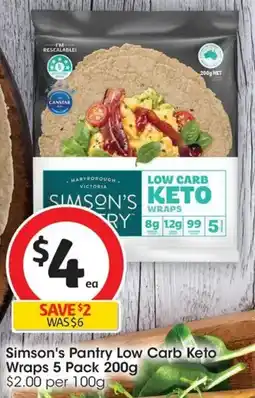 Coles Simsons Pantry Low Carb Keto Wraps offer
