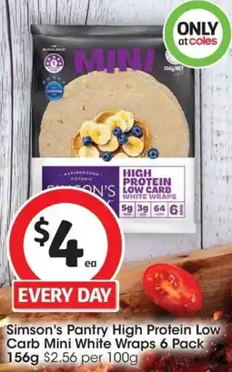 Coles Simsons Pantry High Protein Low Carb Mini White Wraps offer