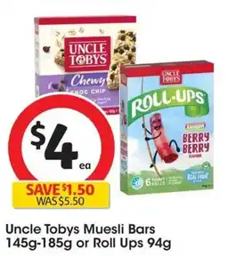 Coles Uncle Tobys Muesli Bars or Roll Ups offer