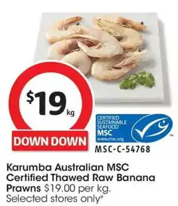Coles Karumba australian msc certified thawed raw banana prawns offer