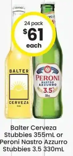 The Bottle O Balter Cerveza Stubbies or Peroni Nastro Azzurro Stubbies 3.5 offer
