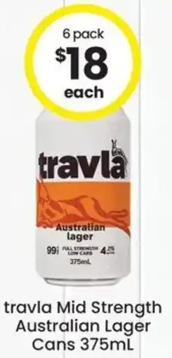 The Bottle O travla Mid Strength Australian Lager Cans offer