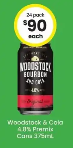 The Bottle O Woodstock & Cola 4.8% Premix Cans offer