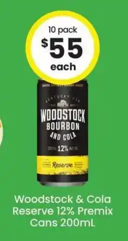 The Bottle O Woodstock & Cola Reserve 12% Premix Cans offer