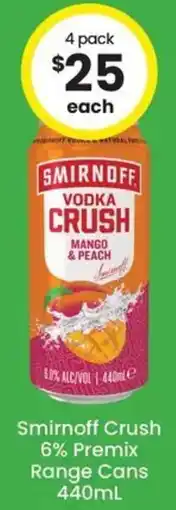 The Bottle O Smirnoff Crush 6% Premix Range Cans offer