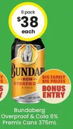The Bottle O Bundaberg Overproof & Cola 6% Premix Cans offer