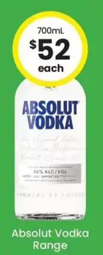 The Bottle O Absolut Vodka Range offer