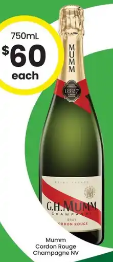 The Bottle O Mumm Cordon Rouge Champagne NV offer
