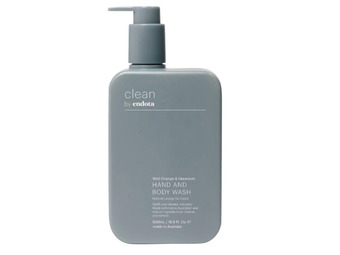 Clean by endota wild orange & geranium hand & body wash 500ml