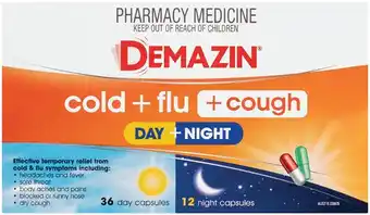 Pharmacy Best Buys Demazin Cold + Flu + Cough Day + Night 48 Capsules offer