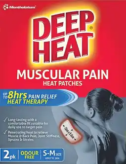 Pharmacy Best Buys Deep Heat Muscular Pain Heat Patches S-M Size offer