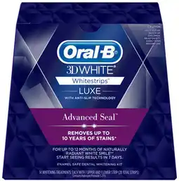 Discount Drug Stores Oral-B 3D White Luxe Whitestrips Advanced Seal 14 Treatments Pack offer