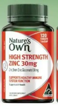 Star Discount Chemist Nature's Own High Strength Zinc 30mg 120 Tablets offer