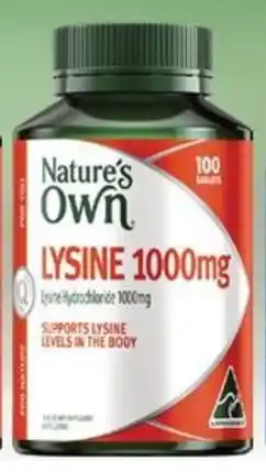 Star Discount Chemist Nature's Own Lysine 1000mg 100 Tablets offer