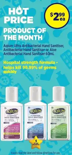 Star Discount Chemist Aqium Ultra Antibacterial Hand Sanitiser, Antibacterial Hand Sanitiser or Aloe Antibacterial Hand Sanitiser offer