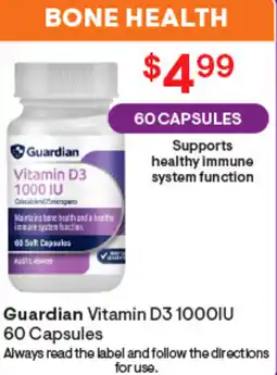 Discount Drug Stores Guardian Vitamin D3 1000IU 60 CAPSULES offer
